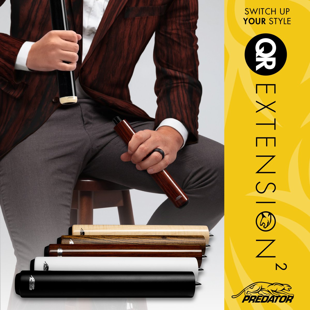 PredatorCues's tweet image. Our 8" colored cue extensions are back in stock!
Switch up your style with a QR-2 that best suits you. 
Better position is within your reach: predatorcues.me/45yqcaW
#PoolCue #PoolCueAccessory #CueSports #PredatorBilliards #PredatorCues
