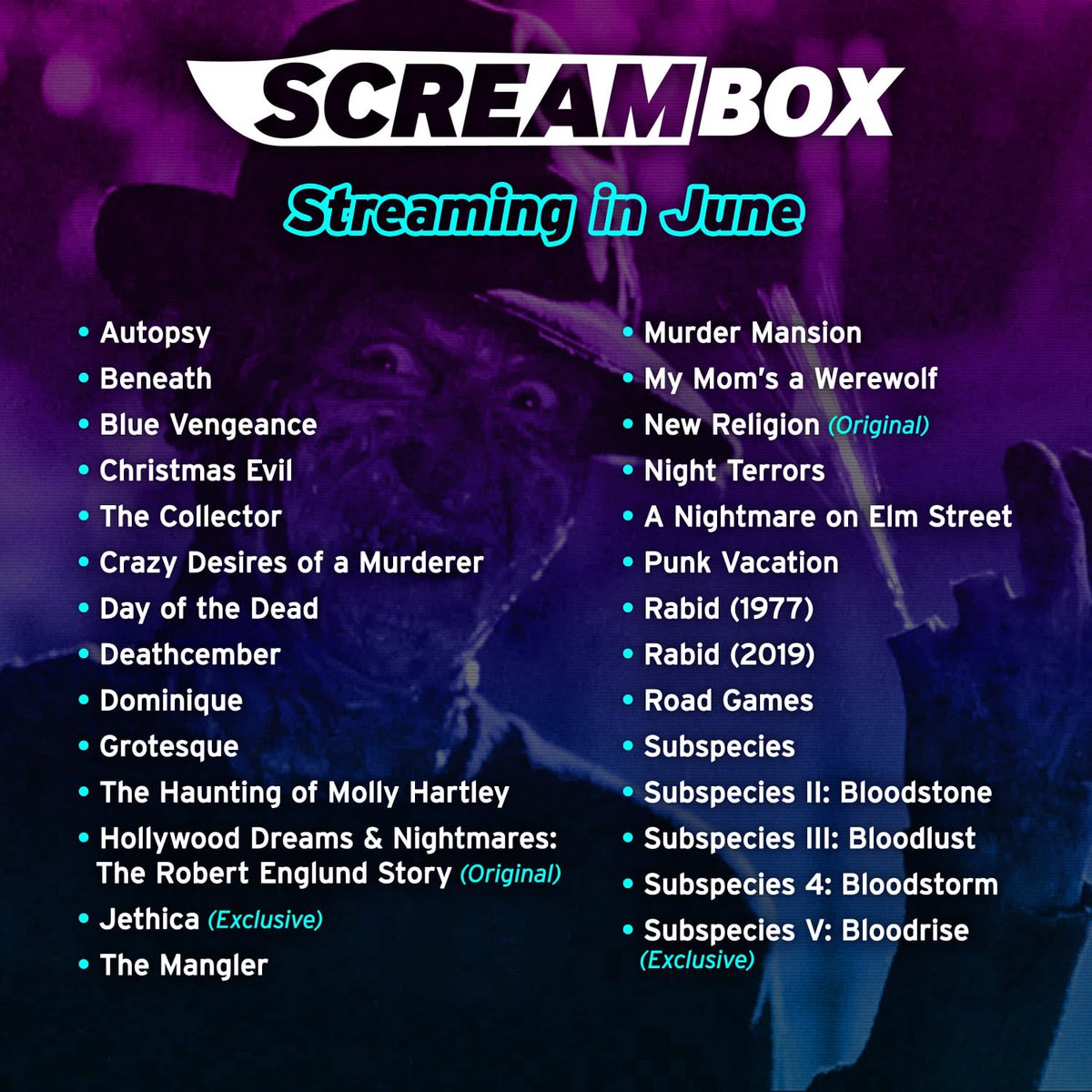 😱😱😱
@ScreamboxTV is bringing the GOODS!!
A huge month of @RobertBEnglund appreciation and celebration on the service!

Plus a TON of @fullmoonhorror films drop this month.

Are you Subscribed yet?!? No? 
Well I think it's time to change that 😉

#robertenglund #subspecies