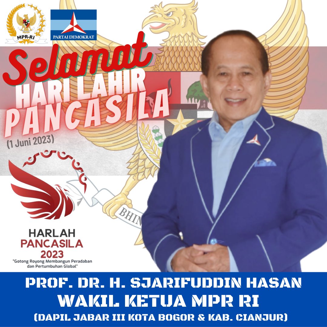 Selamat Hari Lahir Pancasila 1 Juni 2023. @mprgoid @FPD_DPR #syariefhasan #mprri #harilahirpancasila2023 #demokrat #KotaBogor #Cianjur