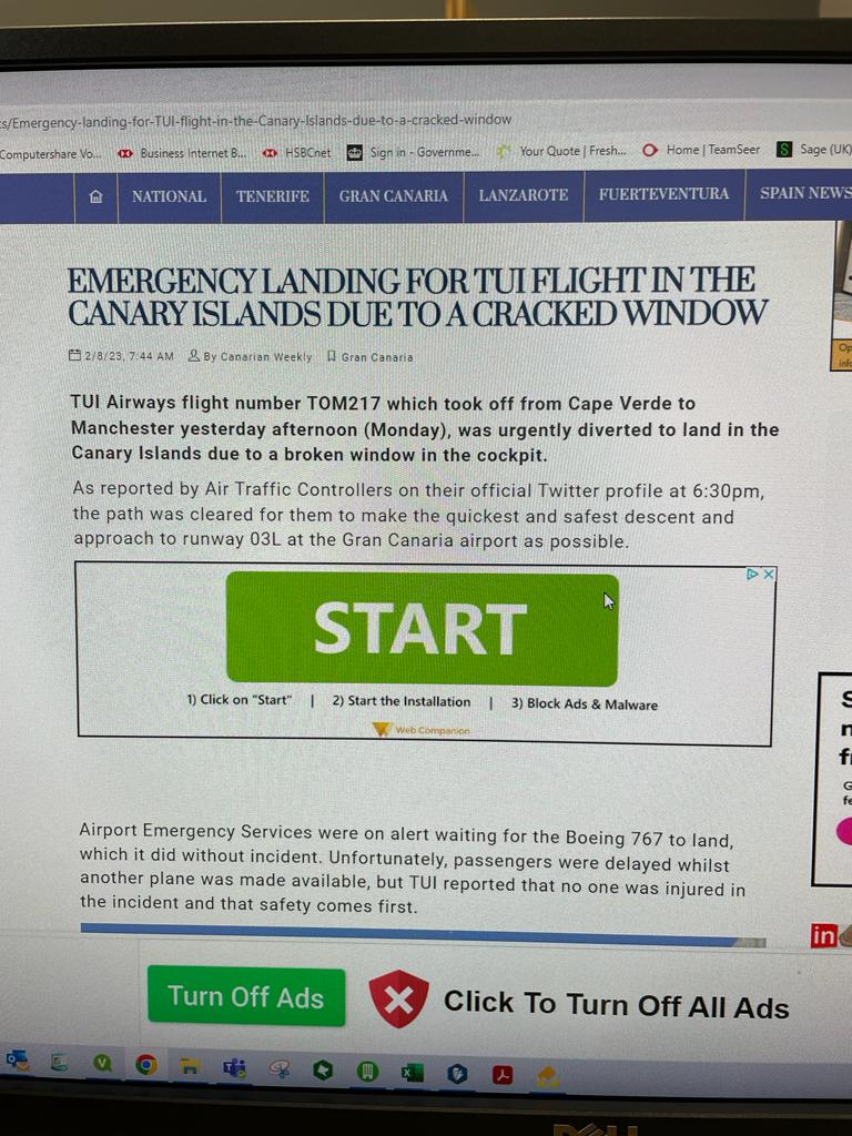 Scrabble_Dawg's tweet photo. @OfficialDover @TUIUK So, it wasn't an equipment failure in the cockpit that prevented us flying at night, as reported on the flight at the time and the next day... it was an actual safety issue that affected us flying at all. https://t.co/bnxW9G8e3h