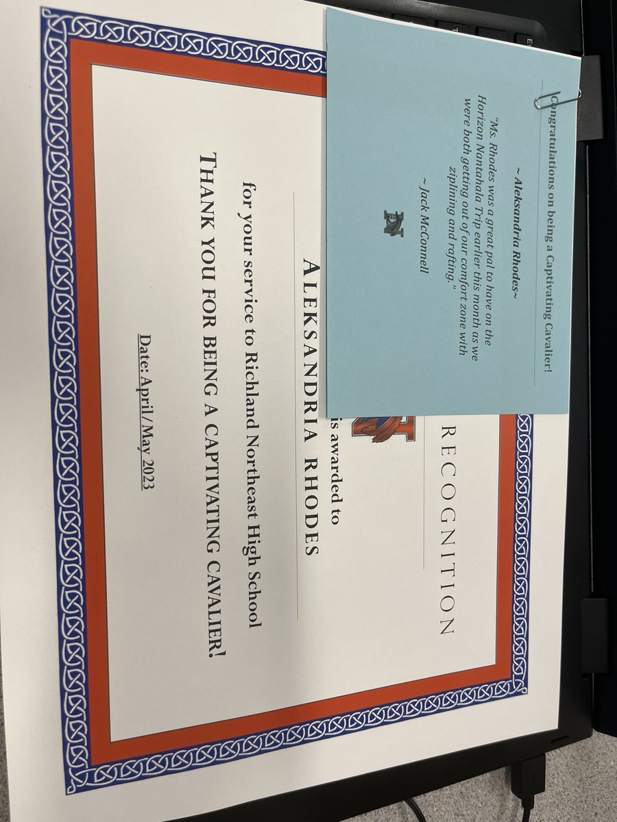 I really love how we celebrate each other <a href="/RNECavaliers/">Richland Northeast HS</a> 🧡💙! Thank you @jkennedy522 for your kind words! We really were out of our comfort zone on the IB/Horizon trip! Great times !! I think I will try zip lining &amp; water rafting next summer!!! Lol!