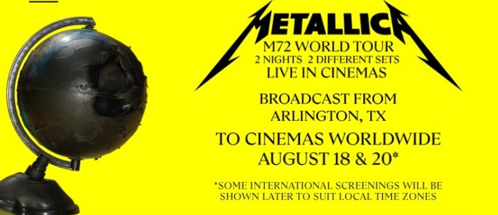 La cadena de cines #cinepolis se encargará del estreno de 'METALLICA: M72 WORLD TOUR LIVE IN CINEMAS FROM ARLINGTON, TX - A TWO NIGHT EVENT' en Argentina.