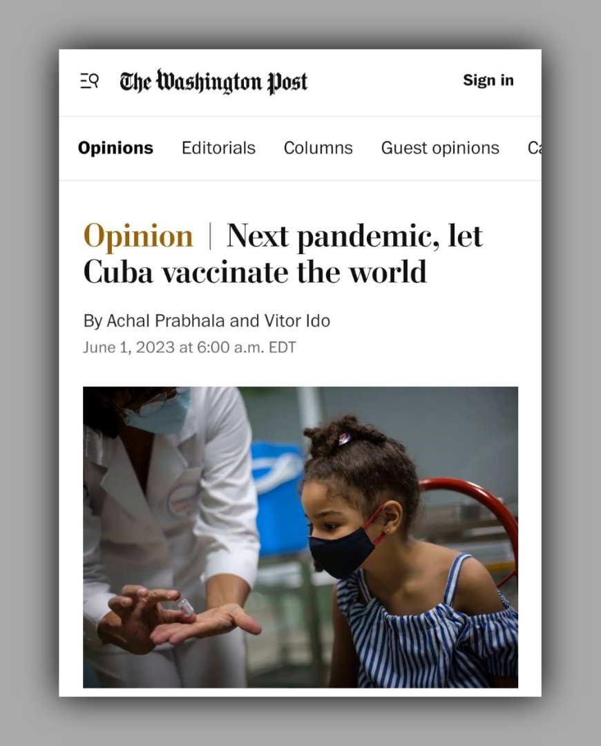 El Necio on Twitter: "🇺🇸 «En la próxima pandemia, dejen que Cuba vacune al mundo», así es el titular de este trabajo que sale hoy en el medio norteamericano @washingtonpost 💉 sobre
