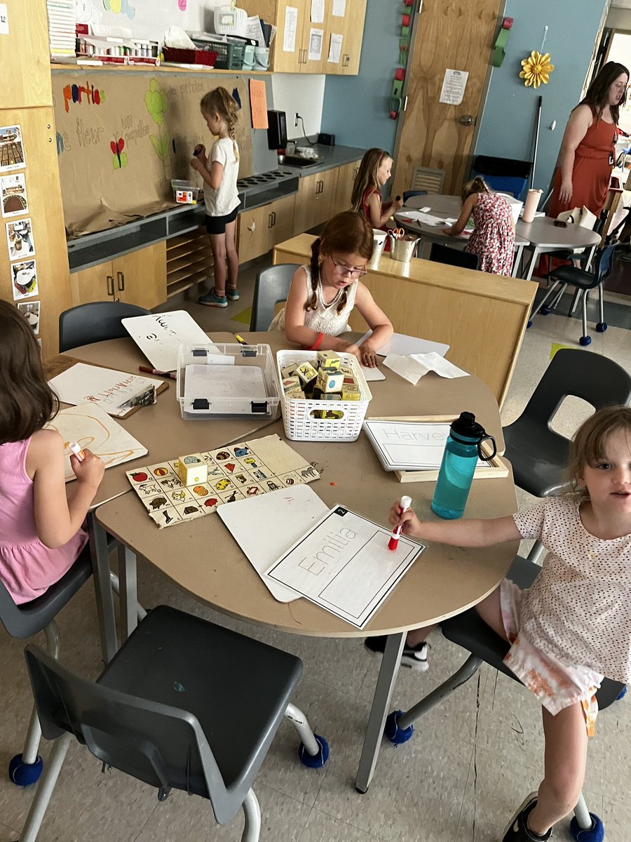 This week, we backtracked a bit and focused on letter recognition because I found this neat alphabet set at a garage sale last weekend! The kids were so creative with the letter set, and they began using the letters to write their names! @MsMcNiece @MrsJPJohnson