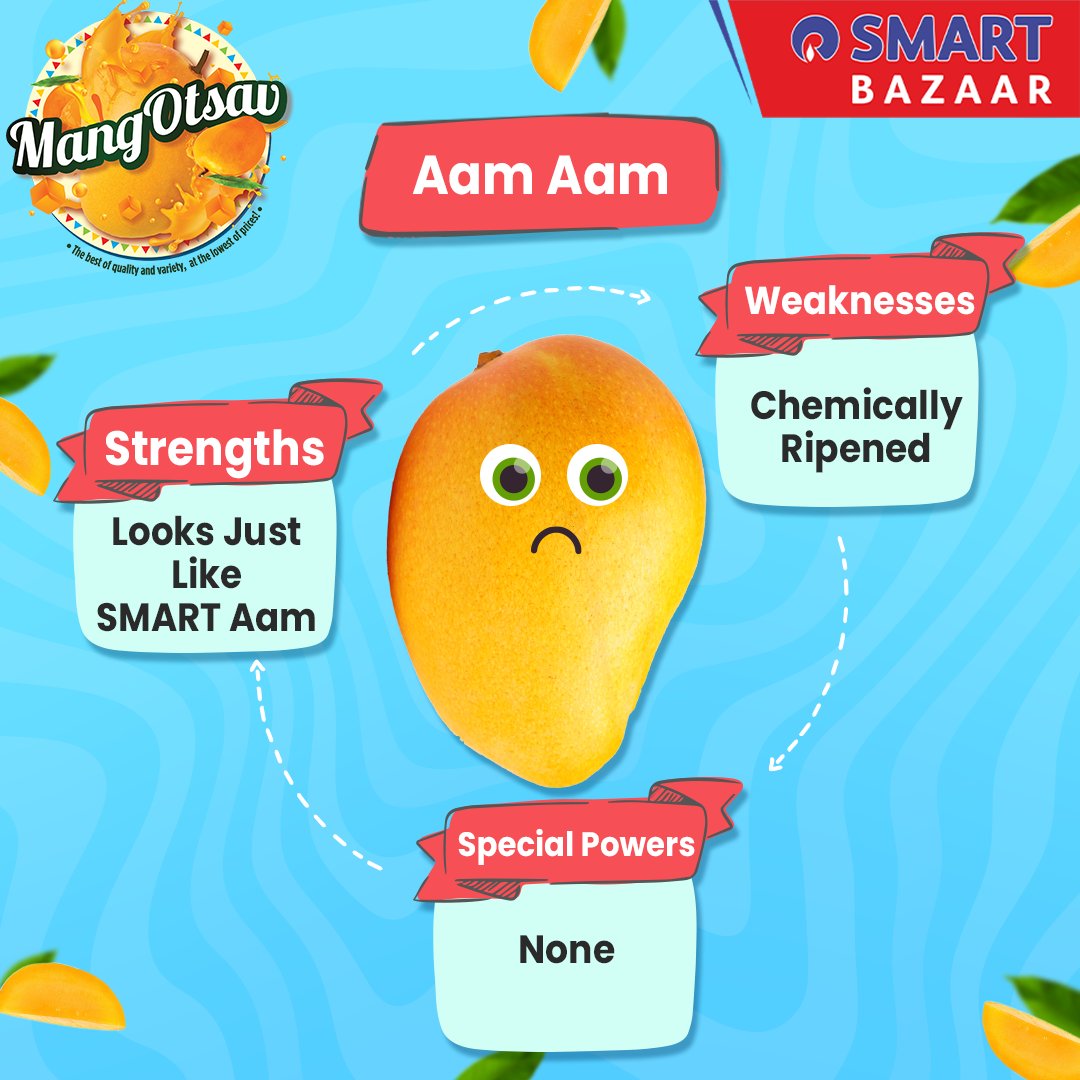 SMARTBazaarIn's tweet photo. Are you #TeamAam or #TeamSMART? Comment below! 

#SMARTBazaar #Mangotsav #MangoSeason #SMARTAam #AamAam #Mangoes https://t.co/4PqaMbYDeX