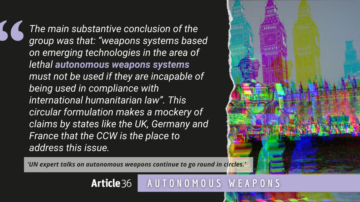 UN expert talks on #autonomousweapons continue to go round in circles. 

Read full post here⬇️ 
bit.ly/3N6hEAZ 

#StopKillerRobots
#KeepCtrl
#CCWUN