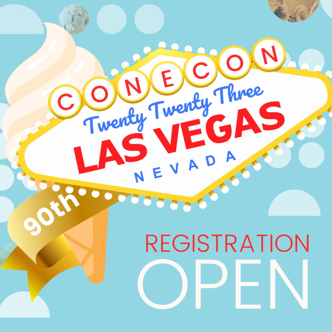 IceCreamBloke's tweet photo. Conecon 2023 Early Bird Registration is NOW OPEN. You can look at the full agenda, book your discounted tickets, and your hotel rooms now at https://t.co/C2mdpntile

Also, join us at 11 am central https://t.co/6zEcGWhbVp https://t.co/9KeyD8ElNZ