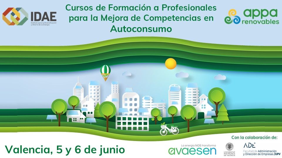 📅 5 y 6 de Junio.
📍   UPV, Facultad de ADE Aula 2.2. 
⏰ Lunes de 9 a 18:30. Martes 9 a 15:00h

Regístrate ya! 
appa.es/pago-online-cu…

<a href="/APPA_Renovables/">APPA Renovables</a> 
<a href="/IDAEenergia/">IDAE</a>