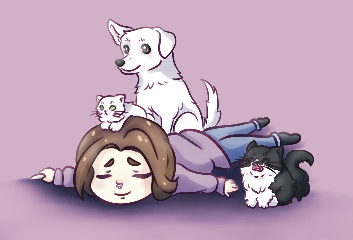 Lately I am just feeling so pooped. But I always got my pets around me to pick me back up. The big cat is especially motivating when he is hungry.

#pets #selfportrait #mypets #digitalart #art #sketch #tired #ipadpro #procreate #applepencil