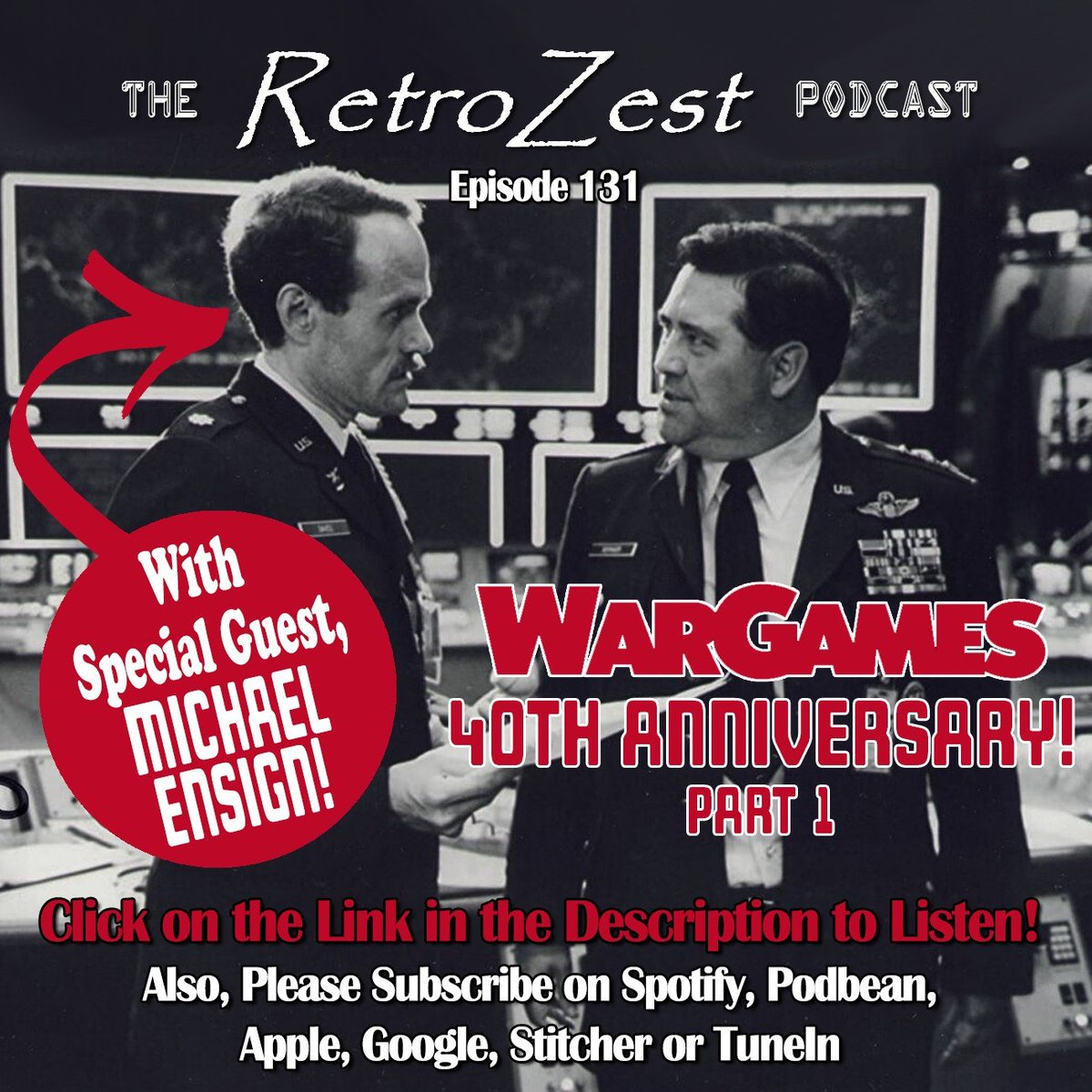 Listen HERE: retrozest.com/EP131
On RetroZest #131 we kick off the first of a few episodes celebrating the 40th of WARGAMES; with an interview with supporting actor MICHAEL ENSIGN! 

#wargames #MatthewBroderick #allysheedy #johnwood #BarryCorbin #dabneycoleman #ghostbusters