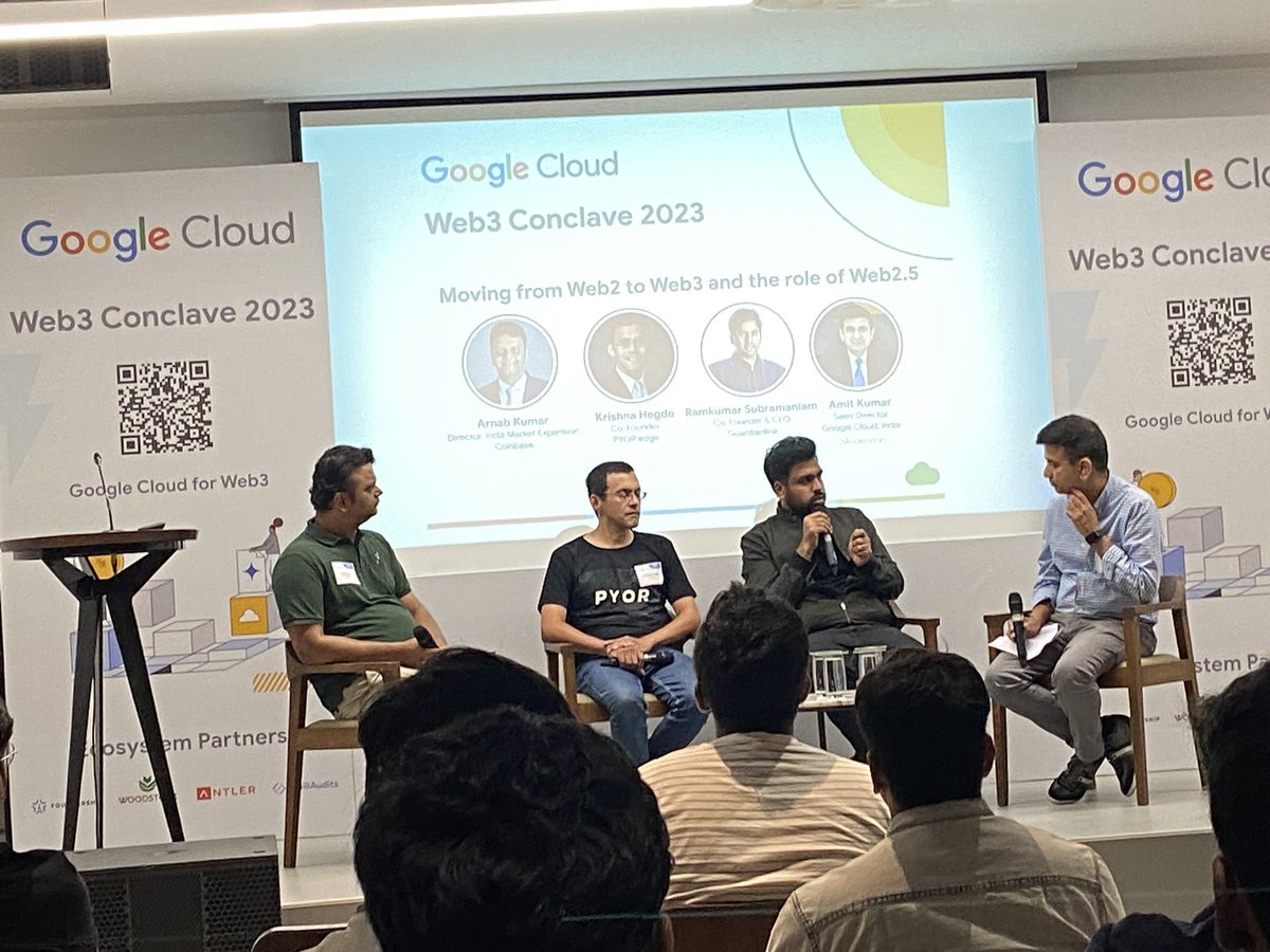 Aishwaryaradhya's tweet photo. Moving from Web2 to web3 π±π
~ with Arnab Kumar, Krishna Hegde and Ramkumar Subramaniam
Cheers to bringing in a fresh perspective π₯
#googlecloudweb3conclave2023
#googlecloudweb3conclave
@GoogleCloud_IN @googlecloud @GoogleCloudTech https://t.co/J5i3A9jpag