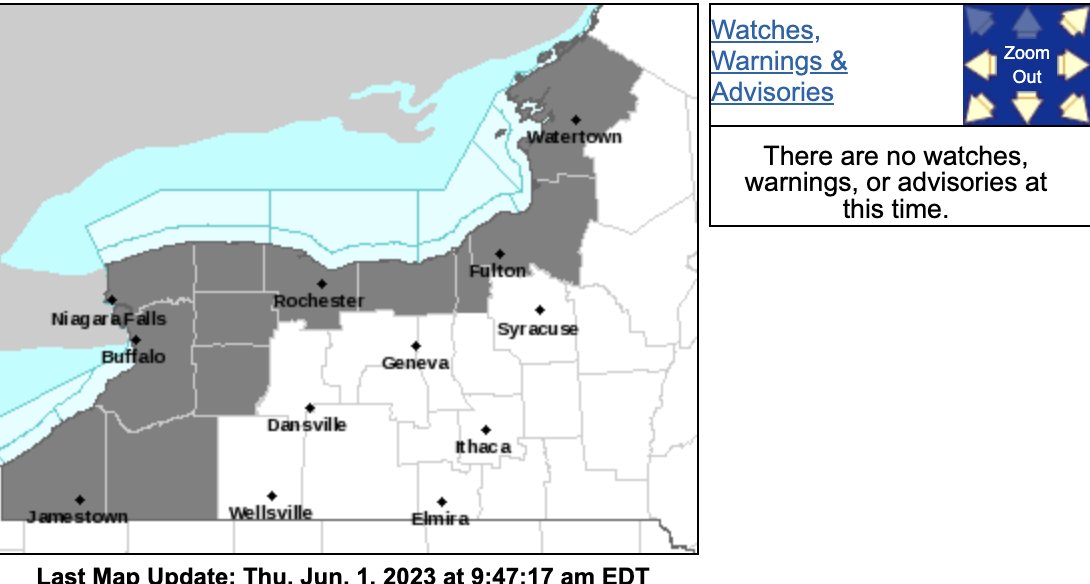 AIR QUALITY ALERT - has been issued until 11 p.m. tonight for much of #WNY including Genesee, Orleans &amp; Wyoming counties. The #health advisory for ground level ozone recommends that individuals consider limiting strenuous outdoor physical activity. 
#NWS: bit.ly/3WJAFwg