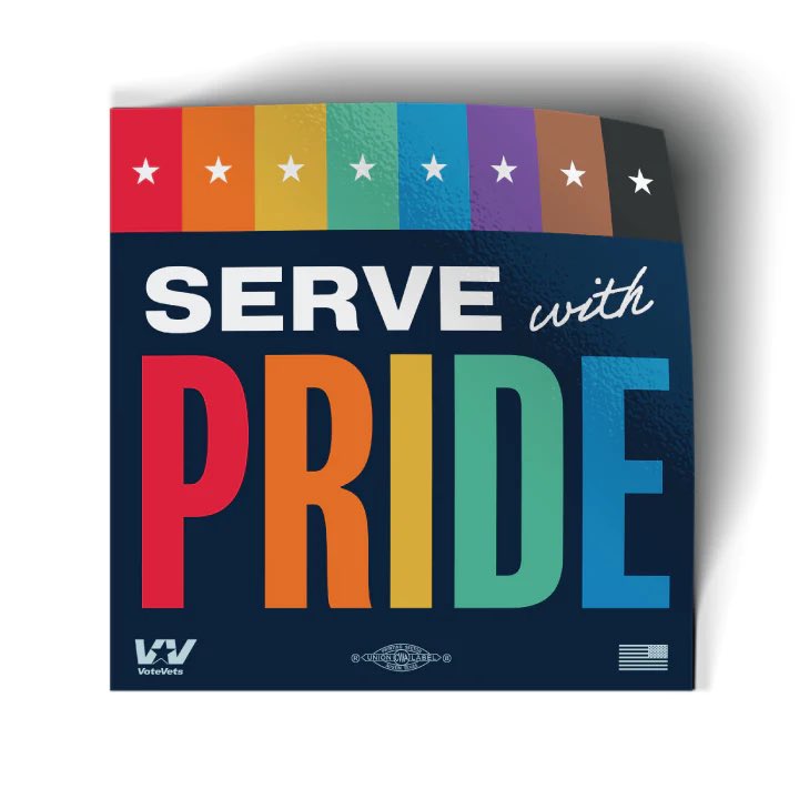 Everyone who puts on the uniform should be able to serve without fear of discrimination just because of who they are. 

Celebrate LGTBQ+ Troops and Veterans and the entire community by displaying this sticker.

GET YOURS: shop.votevets.org/products/serve…
