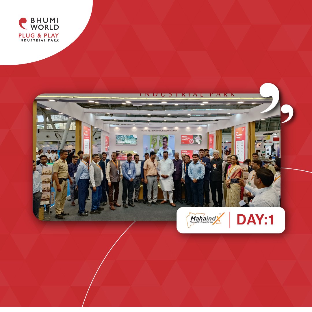 Bhumi_World's tweet photo. First day at the Maharashtra Industrial Xpo! We met many innovative minds and business enthusiasts. Excitement fills the air as they discover what our industrial park has to offer. 

When will you be coming? We will be here until June 3rd!

#BhumiWorld #MahaIndX #IndustrialPark #CommercialPark