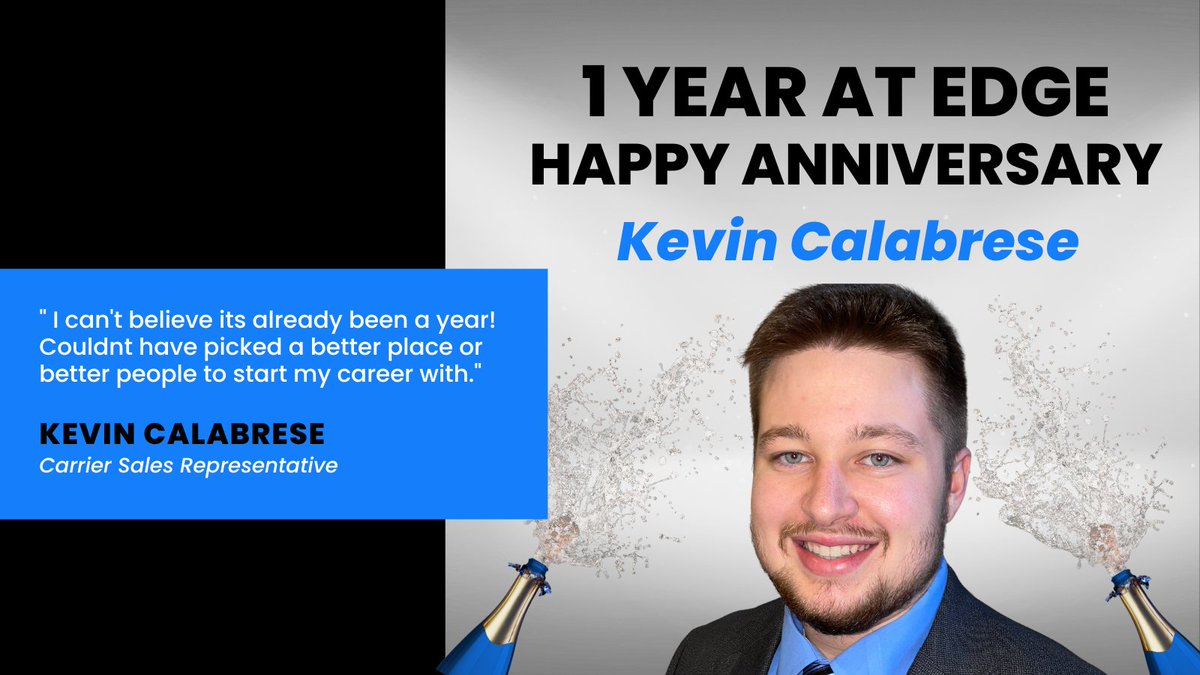 EdgeLogistics's tweet photo. Happy 1 Year Anniversary Kevin Calabrese! We applaud your growth and dedication to #LovingTheFreight each and every day. We wish you another great year ahead! 🥂🎉

#HappyAnniversary https://t.co/vtm3nUEikq