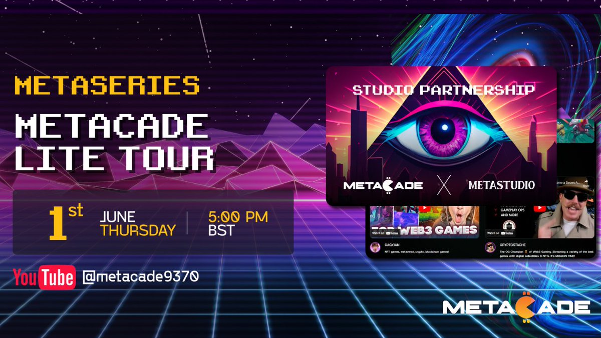 Metacade_'s tweet photo. 2️⃣ HOURS UNTIL METASERIES EP.1 WITH @learncrypt0🚀

🔗BE READY HERE: https://t.co/xC1KdgxUhM https://t.co/ZSF8VcolDB