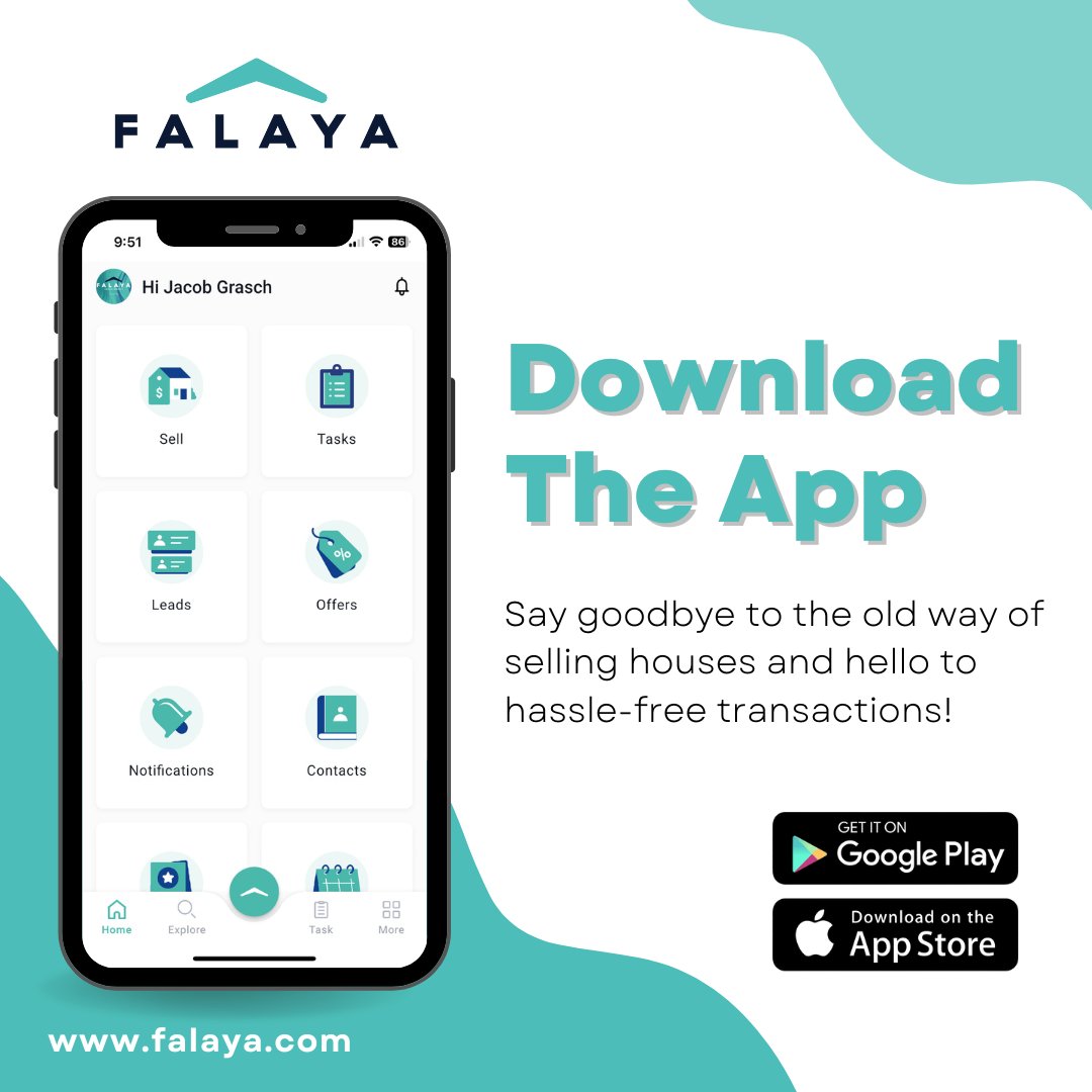 Looking for a smoother, more convenient home selling experience? 🏠📲 Falaya has got you covered! 
Join the Falaya family now! Download the app today!

#Falaya #RealEstate #HomeSelling #AppDownload #EffortlessRealEstate #SimplifiedSelling #RealEstateApp #DownloadNow #FalayaFamily