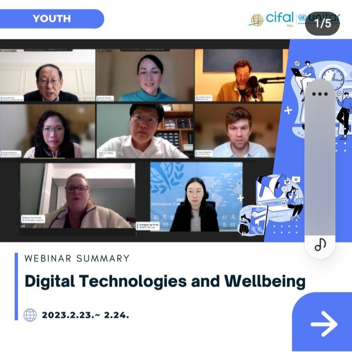 CifalGlobal's tweet image. #throughbackthursday 

UNITAR CIFAL Jeju held a youth webinar on [Digital Technologies and Wellbeing] 🤳💻🧘

 🔗For more information click: cifaljeju.org