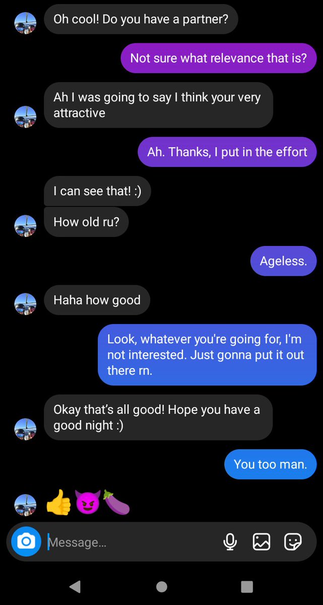 WTHelljay's tweet photo. I knew it would happen with a public profile, but I'm still low-key surprised that some creeper messaged me on insta lmao
Dude needs glasses, I am not that pretty (even WITH the work lmao) https://t.co/3ZEliuLs0P