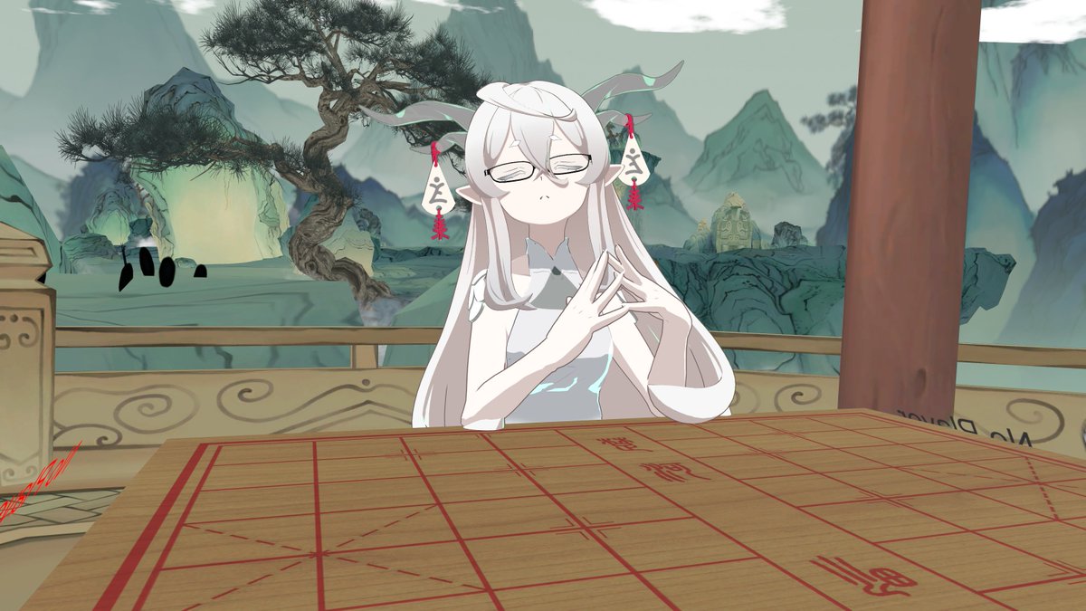 kudagithune's tweet image. ユーちゃんに似合いそうなワールドをtwitterで見かけたので自撮りしてきました
実は漢服が好きだったりするからいい衣装があったら漢服改変してみたい
World:Chinese Ink Painting 山水画 by:羽生善治
#VRChatワールド紹介 
＃YuSS