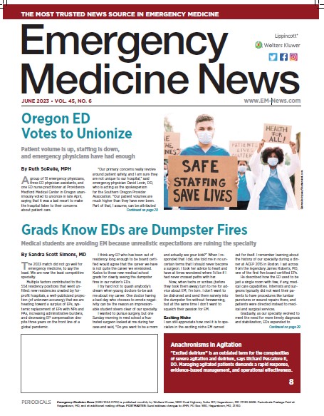 Learn about the topics affecting #EM in the June issue with articles by @Rick_Pescatore @edwin_leap @poisonreview @matt_bivens @ERGoddessMD @StarrKnightMD @3rdRockUS @RockyJedickMD Tom Belanger, MD; and Ruth SoRelle, MPH, at EM-News.com #FOAMed