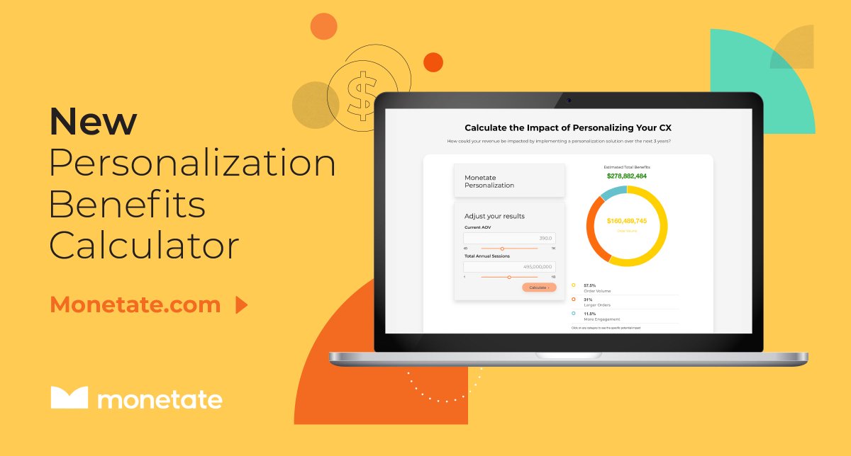 💡 Monetate is thrilled to introduce our new Personalization Benefits Calculator! 💡 

Try out this calculator and get your personalization value brief and see how much additional revenue and engagement for your brand is possible with personalization.

bit.ly/3oAQhpo