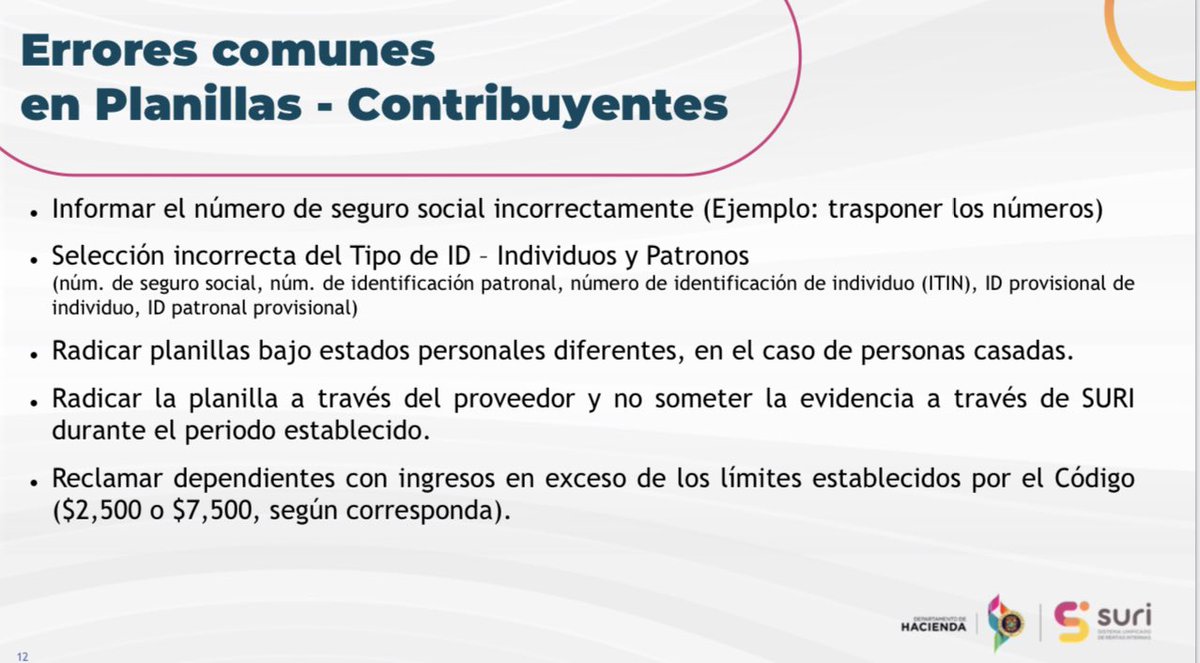FParesAlicea's tweet photo. Estos son los errores más comunes en la Planilla de Contribución sobre Ingresos.

Tengo que hacer mejor trabajo para orientar a la ciudadanía y así reducir el riesgo de que los contribuyentes cometan estos errores. https://t.co/CS4hfUWzym