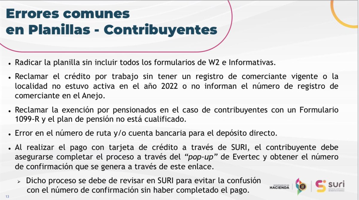 FParesAlicea's tweet photo. Estos son los errores más comunes en la Planilla de Contribución sobre Ingresos.

Tengo que hacer mejor trabajo para orientar a la ciudadanía y así reducir el riesgo de que los contribuyentes cometan estos errores. https://t.co/CS4hfUWzym
