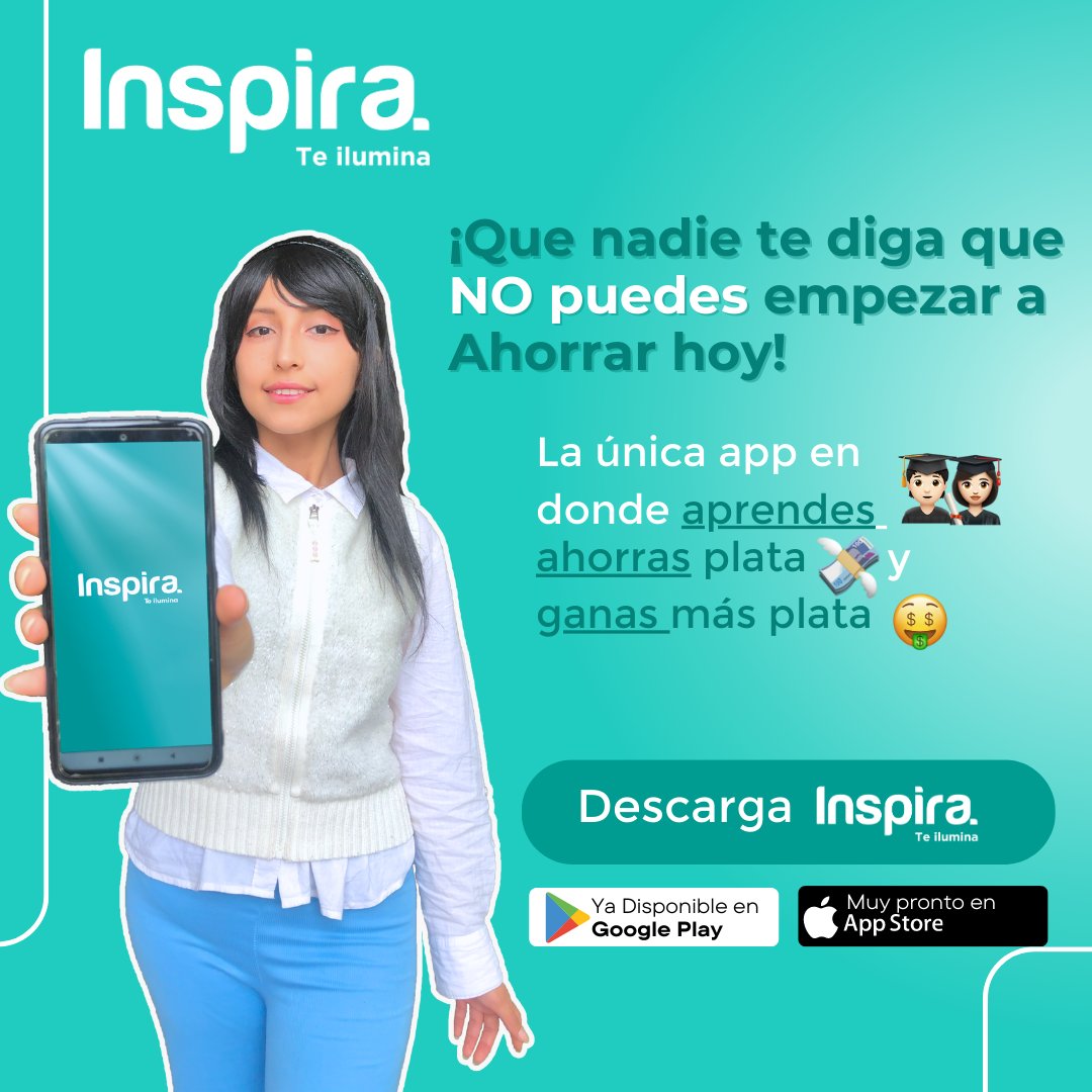 InspiraApp's tweet photo. El ahorro es un hábito que se desarrolla con el tiempo, mientras más joven inicies mucho mejor.
¡Que nadie te diga que no puedes empezar hoy!
Descargar https://t.co/shTj6VwKJA
La única app en donde #aprendes , #ahorras , #ganas más plata.
#TVA #Todosvamosaahorrar #hábitos https://t.co/j2HCCtsgzl