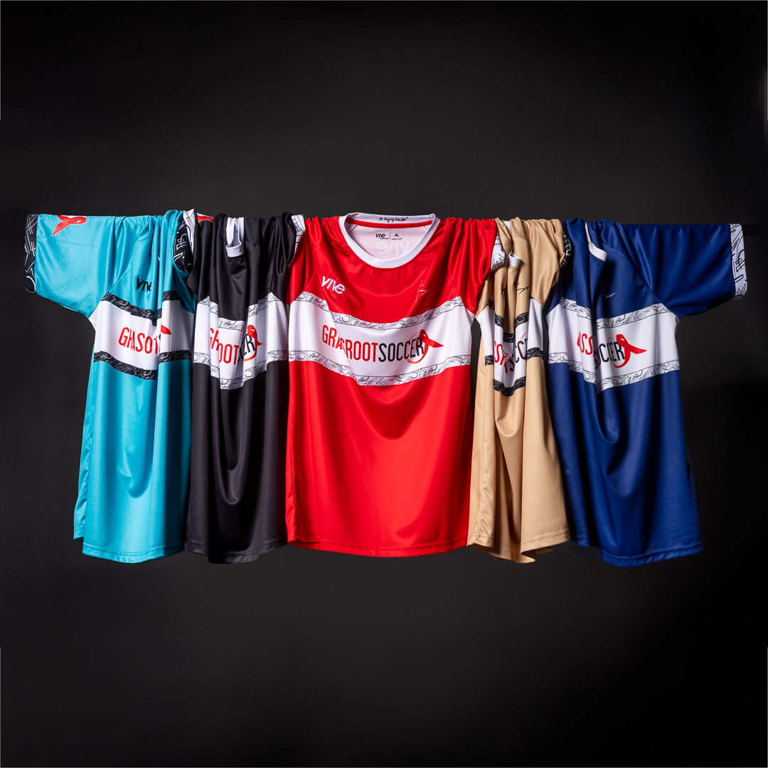 🔥🔥🔥 Debuting the 2023 Grassroot Soccer Changemaker Cup jersey, created by the Cup’s official apparel partner <a href="/VIVECF/">VIVE Create Future</a>! 🔥🔥🔥