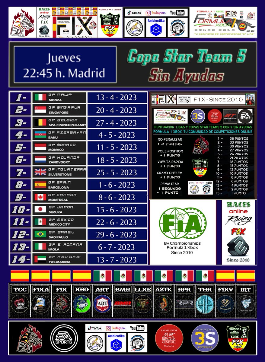 XboxFormula's tweet image. F1 22-CrossPlay
12ª Temporada Copa Star Team 5-F1X
Sin Ayudas
Hoy Jueves 01/05/23
Race 8/14 
22:45 H España
GP España 
Organizan: F1X RAFITA91 &amp;amp; F1X PaPa 
Teams
BMR+F1XV+THR+IRT+ART+RPR+F1X+TCC+XBD+LLXE+F1XA+TR

Directo
twitch.tv/formulaunoxbox…
en Cabina @F1XJuanRo &amp;amp; @soy.espirok