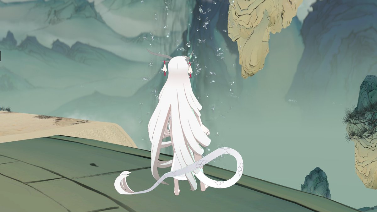 kudagithune's tweet image. ユーちゃんに似合いそうなワールドをtwitterで見かけたので自撮りしてきました
実は漢服が好きだったりするからいい衣装があったら漢服改変してみたい
World:Chinese Ink Painting 山水画 by:羽生善治
#VRChatワールド紹介 
＃YuSS