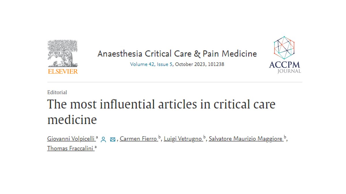 📚Calling all critical care enthusiasts! 
Looking for the most influential articles in #CriticalCare Medicine ❔

Check out this list of groundbreaking research that has shaped the field and continues to guide practice. 
Stay informed, stay ahead!🤓

👉tinyurl.com/5yb7bssb