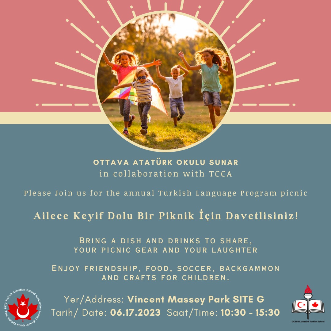 Piknikte buluşuyoruz 🧺Please join us for the annual picnic.
Enjoy friendship, food, soccer, backgammon, and crafts for children. Bring a dish and drinks to share, your picnic gear and your laughter.❤️🇹🇷❤️
 
Sat, June 17th 2023 <a href="/10/">PR</a>:30-15:30
Vincent Massey Park, Site G
