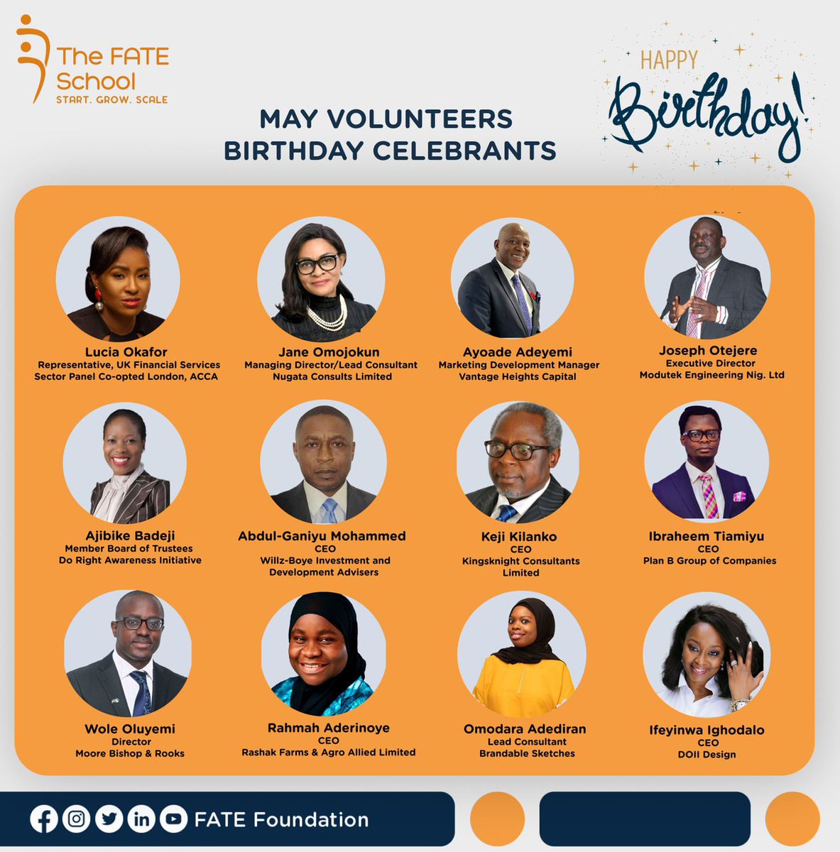 Lucia Okafor, Jane Omojokun, Ayoade Adeyemi, <a href="/josephotejere/">Joseph Otejere</a> , Ajibike Badeji, Abdul-Ganiyu Mohammed, <a href="/KeJiKilanko/">Jerry Keji Kilanko</a> , Ibraheem Tiamiyu, <a href="/WoleOluyemiCo/">Wolé Olúyemí</a> , Rahmah Aderinoye, Omodara Adediran, Ifeyinwa Ighodalo, <a href="/dapoaderoju/">dapo aderoju</a> , Adeyinka Adeleke, Joshua Adeyemi, Moruf Popoola,