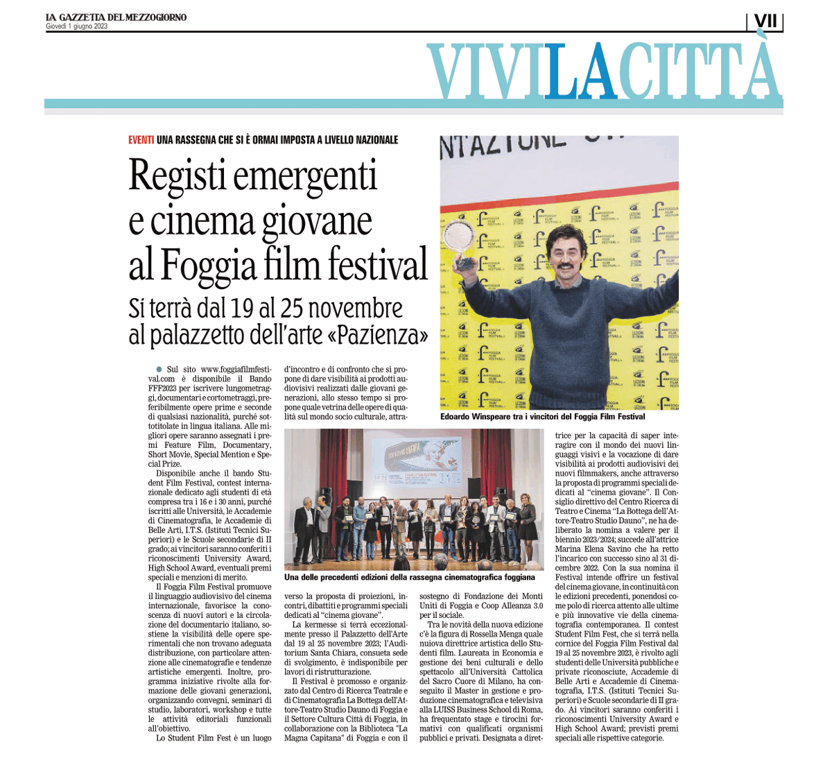 📌 RASSEGNA STAMPA GAZZETTA DEL MEZZOGIORNO estratto 01.06.2023 💙

@gazzettadelmeggiorno
#fff2023