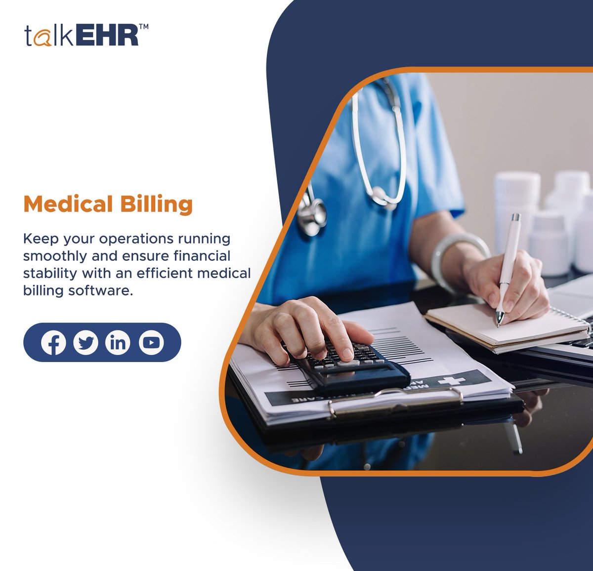 TalkEHR's tweet photo. Say goodbye to billing headaches with our Medical billing software. You can optimize revenue and improve financial outcomes.
https://t.co/4Bx0C0nvpt
#MedicalBilling #HealthCareIT #PatientCollection #talkEHR https://t.co/t3XKPluD7B