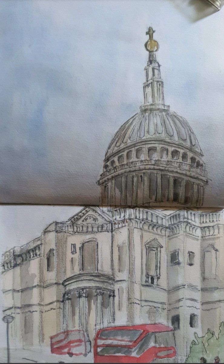 St Paul's Cathedral.. a random sketch from a while ago from the sketch book. 
#urbansketching 
#watercolorsonpaper
