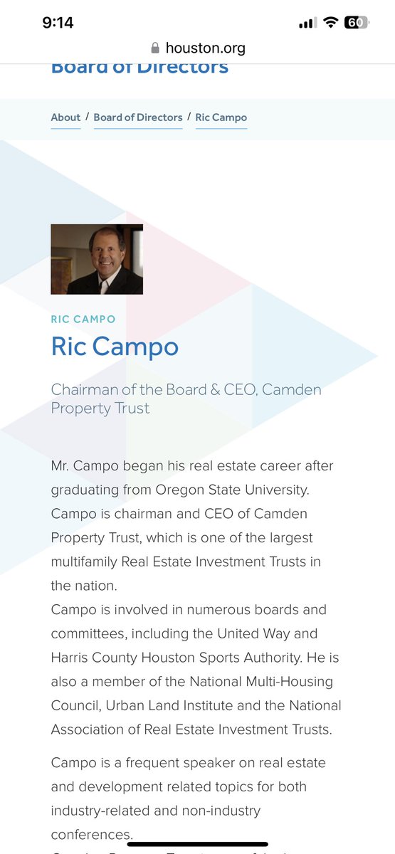 The fox is in the @HoustonISD henhouse. Ric Campo, Chairman of the Board & CEO of Camden Property Trust needs to recuse himself of anything remotely related to school closures & the sale of HISD properties. @HoustonCVPE @houstonisdwatch