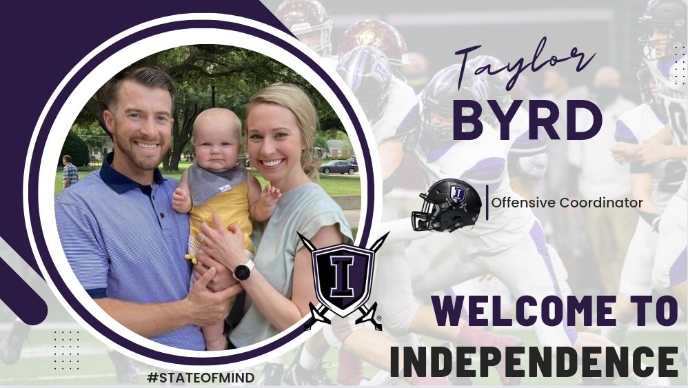 Please help me welcome back to <a href="/IHSFrisco/">Independence HS</a> Coach Taylor Byrd, Alyssa and Brady!  We're happy to have Coach back and he will serve as our Offensive Coordinator! Go Knights!
 @tbyrd2589