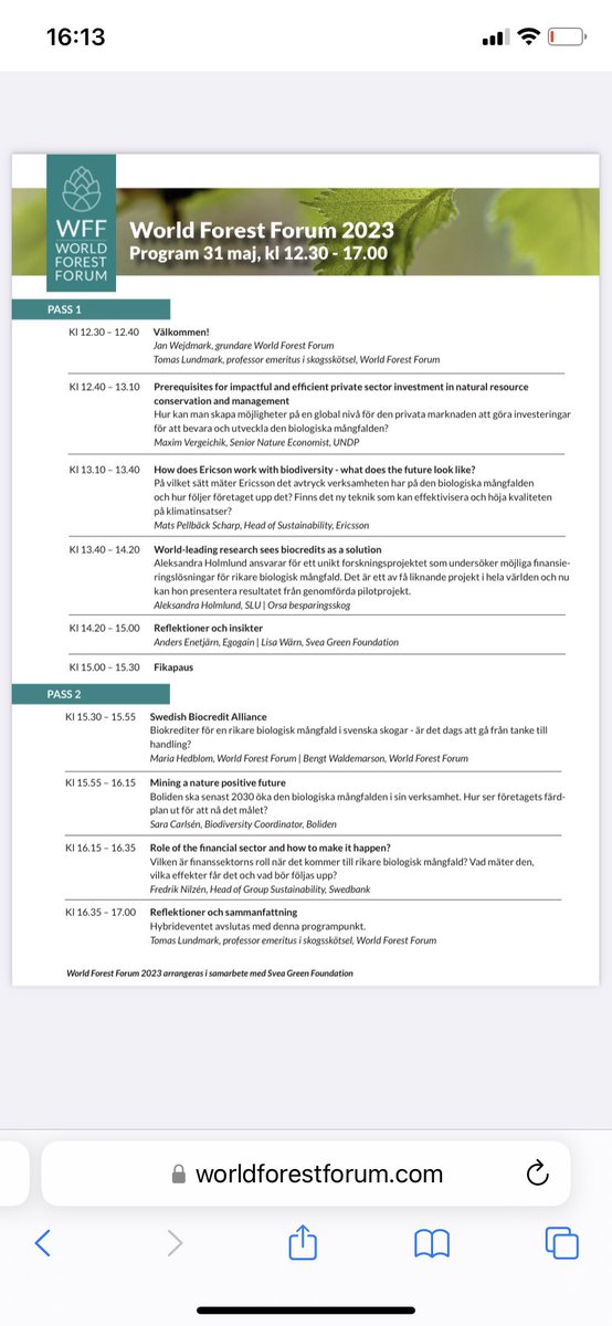 Några intressanta dagar med info o diskussioner om biokrediter i World Forest Forums regi. Kan bli ytterligare ett ekonomiskt ben att stödja sig på för svenska skogsägare.