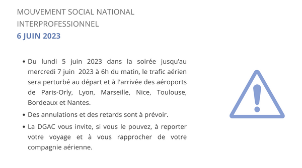 #Perturbations | Mouvement social national interprofessionnel du 6 juin 2023.