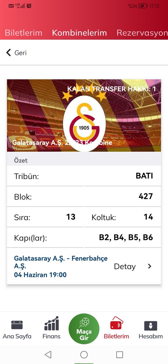 Galatasaray - Fenerbahçe
2 Adet Maç Bileti 9.500 TL 
#bilet #maçbileti #biletdevir #biletdevret #kombine #kombinedevir #kombinedevret #biletarıyorum #kombinem #passo #passolig #Galatasaray #galatasaraybiletdevir #Galatasaraybilet