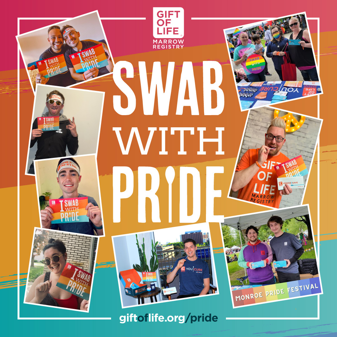 Saving lives is for EVERYONE. This #PrideMonth we are excited to continue sharing the stories of LGBTQ+ blood stem cell and bone marrow donors.

Learn more: giftoflife.org/pride

#SwabWithPride