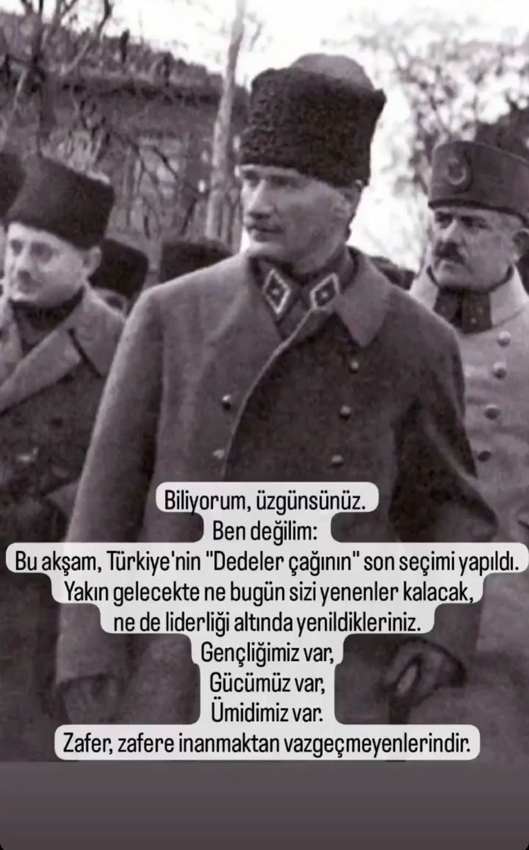 Sevgili gençler, umudunu yitiren herşeyini yitirir. 
Atatürk “Umutsuz durum yok, umutsuz kişi vardır” derken çok önemli bir gerçeği dile getiriyor. Sakarya muharebelerinin ilk günlerinde cephenin yarılma tehlikesini görüyor. Ankara’ya telgraf çekerek “Büyük Millet Meclisi’nin