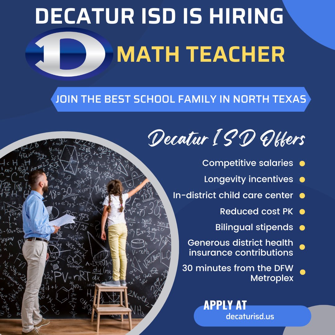 Come work with us!! We are HIRING!!  decaturisd.us/page/human-res… #wearedecatur