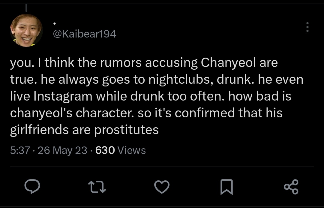 yeolrawr's tweet photo. guys this account (@/Kaibear194) is spreading false rumours about exo and badmouthing they guys, if you could please report them and spread it, thank you! https://t.co/C605fXqqpX