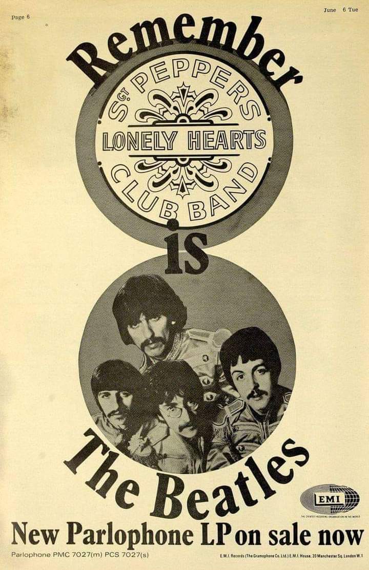 El 01 de junio de 1967 se publica el album sgt peppers lonely hearts club band