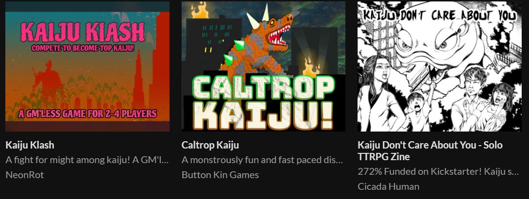 Cicada Human (@cicada_hooman) on Twitter photo KaiJune Tabletop Bundle: Kaiju Klash, Caltrop Kaiju, Kaiju Don't Care About You for $5.00 <a href="/button_kin/">Button Kin Games</a> <a href="/Neon_rot/">Shroomdecay 🍄</a> itch.io/b/1881/kaijune… #indiegames via <a href="/itchio/">itch.io</a> KaiJune Tabletop Bundle: Kaiju Klash, Caltrop Kaiju, Kaiju Don't Care About You for $5.00 <a href="/button_kin/">Button Kin Games</a> <a href="/Neon_rot/">Shroomdecay 🍄</a> itch.io/b/1881/kaijune… #indiegames via <a href="/itchio/">itch.io</a>