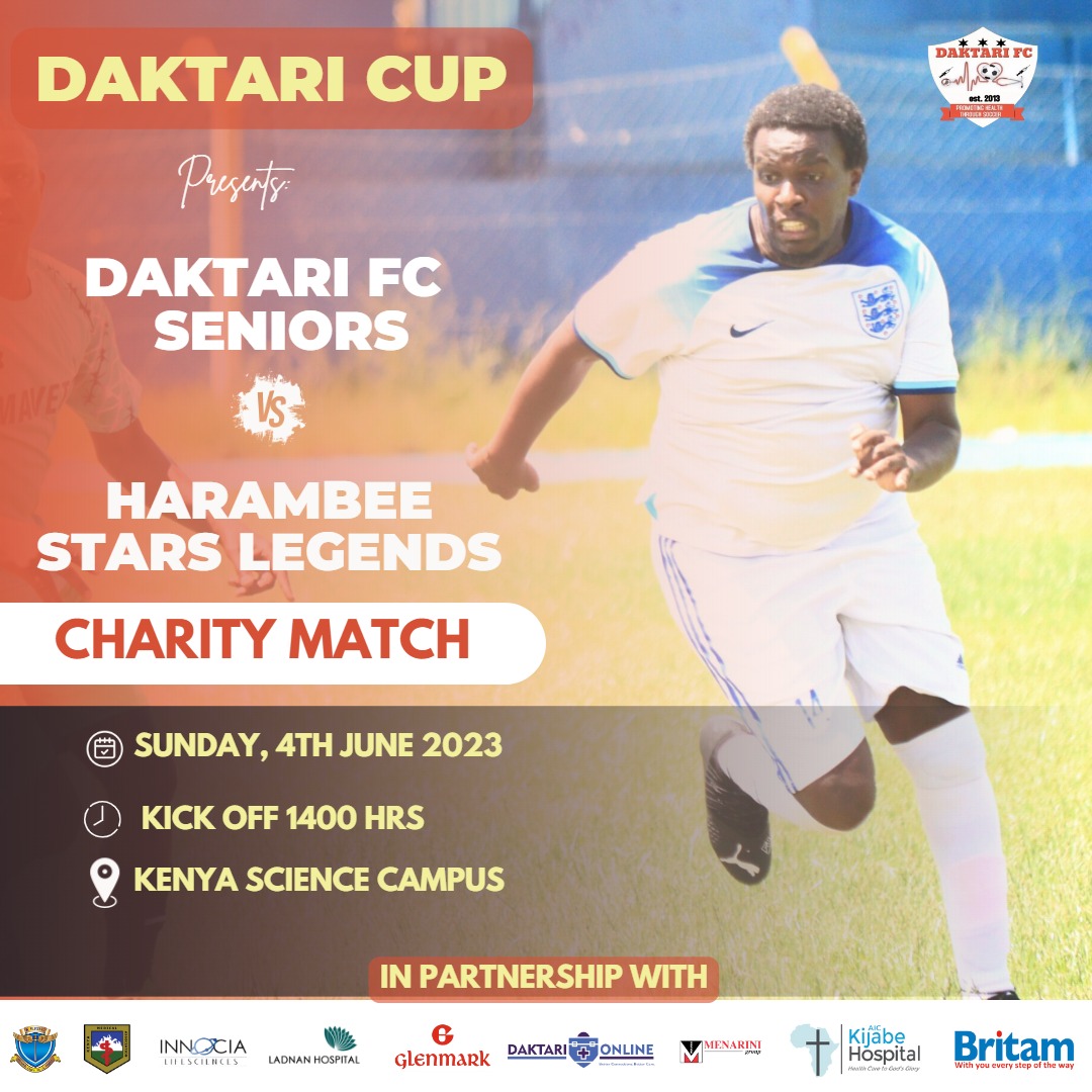 DaktariFC's tweet photo. To put cherry on top of the cake of #DaktariCup, there will be a charity match. @DaktariFC Seniors will square it up with @Harambee__Stars Legends.
#Itapendeza
#YouCannotMiss https://t.co/CFKANCNFlq